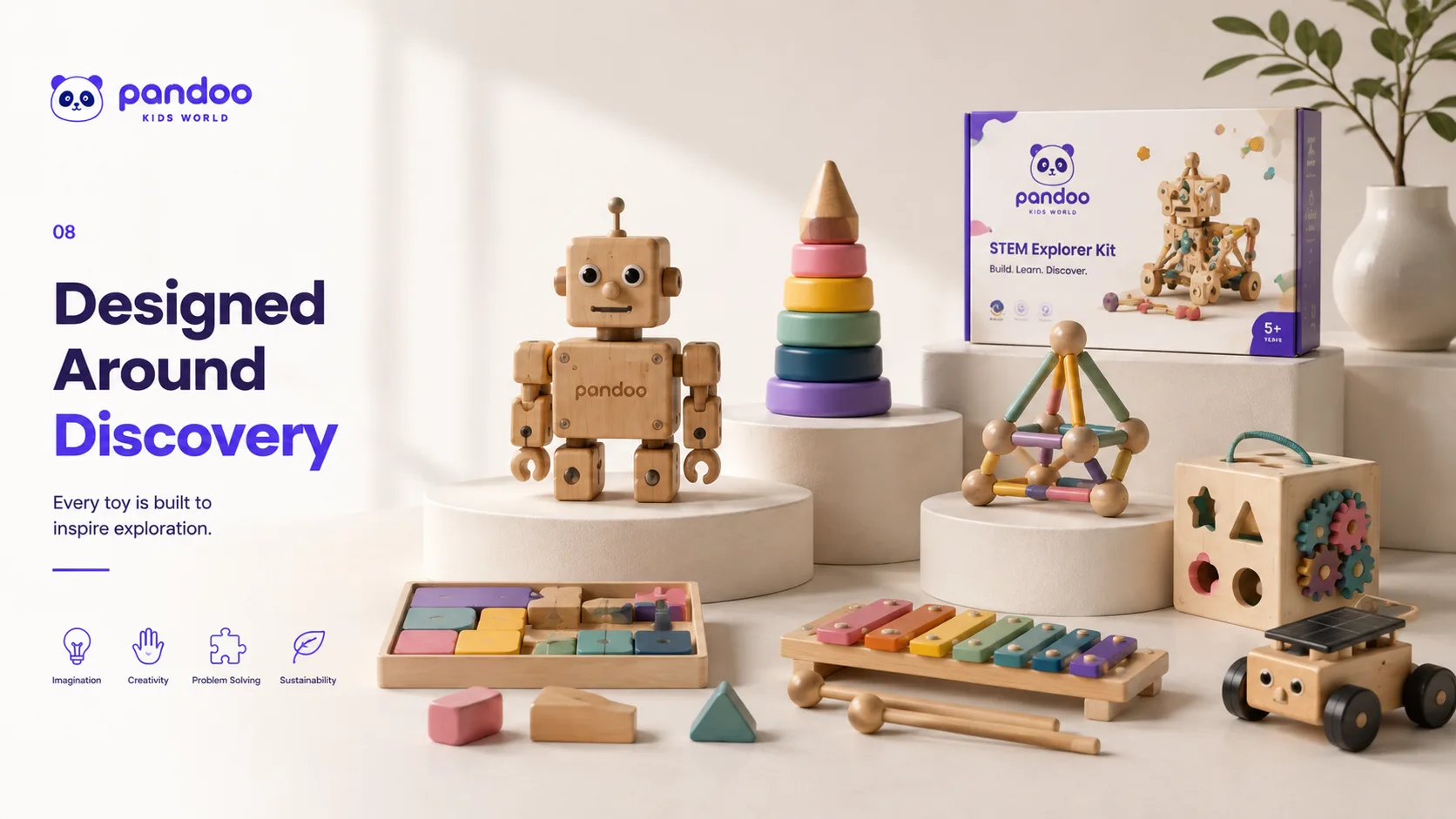 Pandoo Kids World — Logo and Branding packaging & visual design mockup 8 by Raghav Chopra